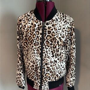 Leopard Print Women's Bomber Jacket. Size S. Can fit M